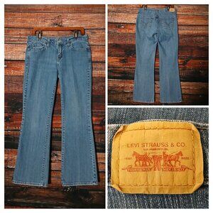 Levis Vintage 90s 515 Jeans Size 8 Short Boot Cut Mid Rise Blue Denim